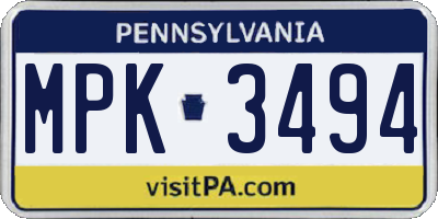 PA license plate MPK3494