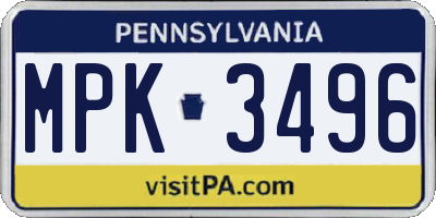 PA license plate MPK3496