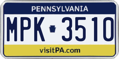 PA license plate MPK3510