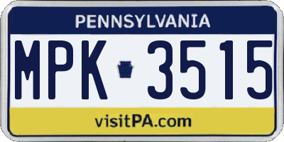 PA license plate MPK3515