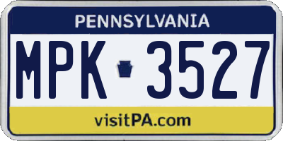 PA license plate MPK3527