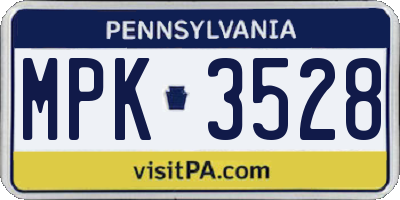PA license plate MPK3528