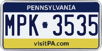 PA license plate MPK3535