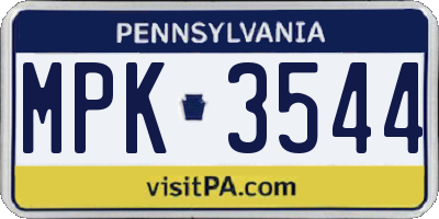 PA license plate MPK3544