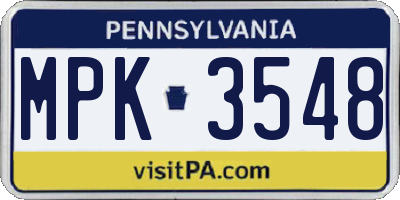 PA license plate MPK3548