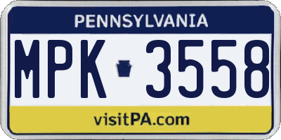 PA license plate MPK3558
