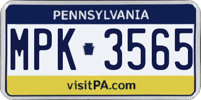 PA license plate MPK3565