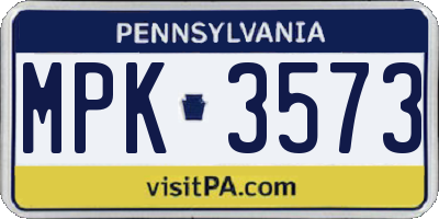 PA license plate MPK3573