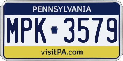 PA license plate MPK3579
