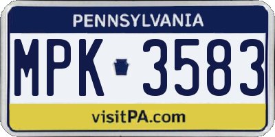 PA license plate MPK3583