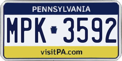 PA license plate MPK3592