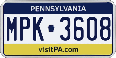 PA license plate MPK3608