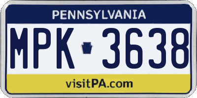 PA license plate MPK3638