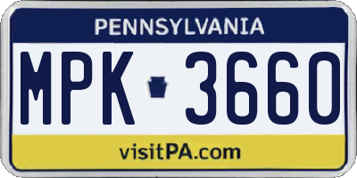 PA license plate MPK3660