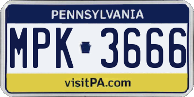 PA license plate MPK3666