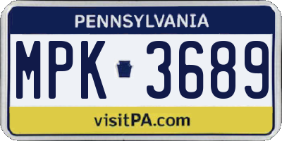 PA license plate MPK3689