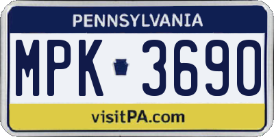 PA license plate MPK3690