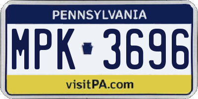 PA license plate MPK3696