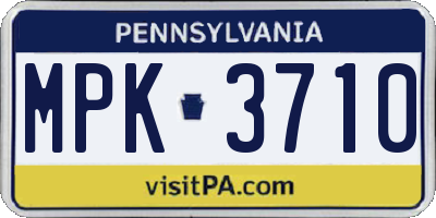 PA license plate MPK3710
