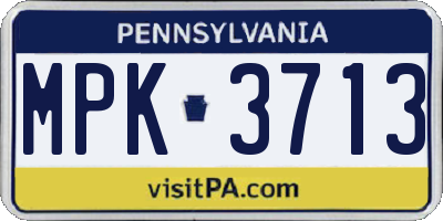 PA license plate MPK3713