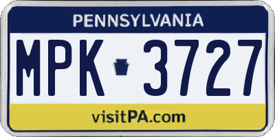 PA license plate MPK3727
