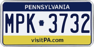 PA license plate MPK3732
