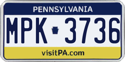 PA license plate MPK3736