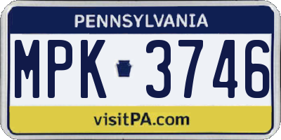 PA license plate MPK3746