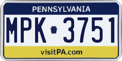 PA license plate MPK3751