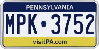 PA license plate MPK3752