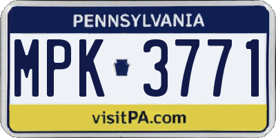 PA license plate MPK3771