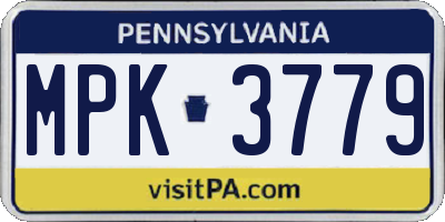 PA license plate MPK3779