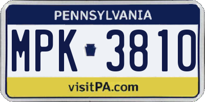 PA license plate MPK3810