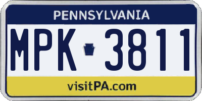 PA license plate MPK3811