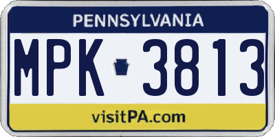 PA license plate MPK3813