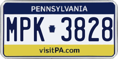 PA license plate MPK3828