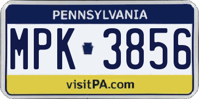 PA license plate MPK3856