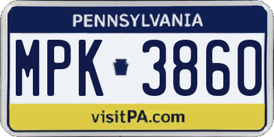 PA license plate MPK3860