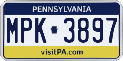 PA license plate MPK3897