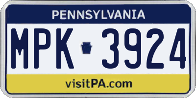 PA license plate MPK3924