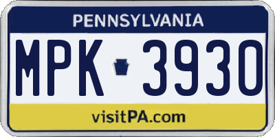 PA license plate MPK3930