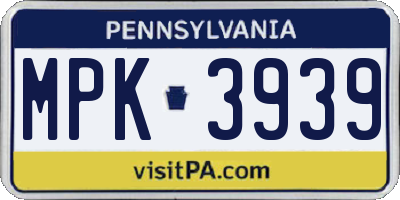 PA license plate MPK3939