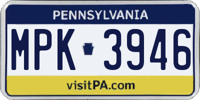 PA license plate MPK3946