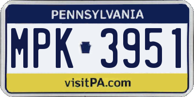 PA license plate MPK3951