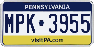 PA license plate MPK3955