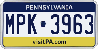 PA license plate MPK3963