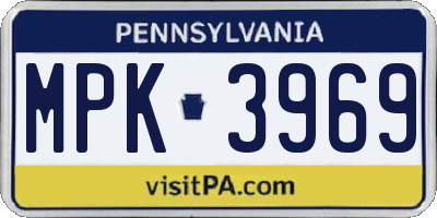 PA license plate MPK3969