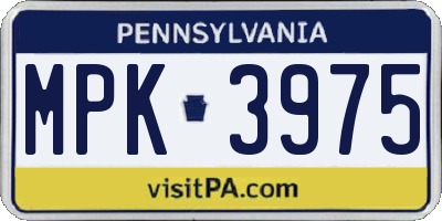 PA license plate MPK3975