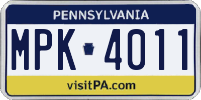 PA license plate MPK4011
