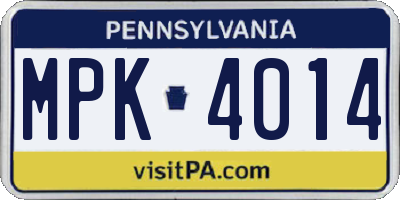 PA license plate MPK4014